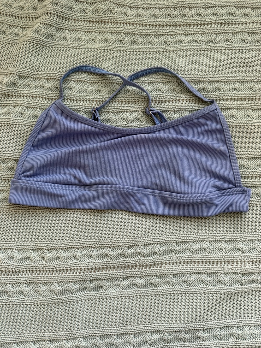 Shein Blue Ribbed Bikini Top Size Large